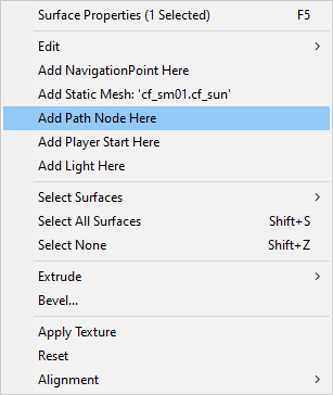 PathNode dans le menu contextuel