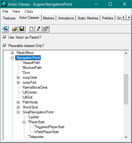 Liste des actors de pathing