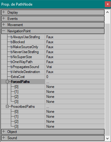 Propriétés du PathNode