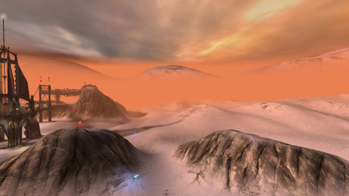 Effet final de la combinaison d'un brouillard dans la map, dans la skybox et d'un fogring dans BR-Riveting