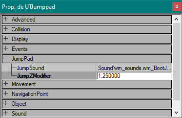 Propriétés du UTJumppad