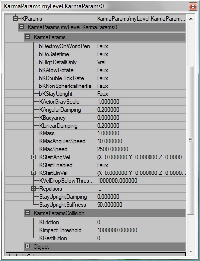 Propriétés des objets Karmas