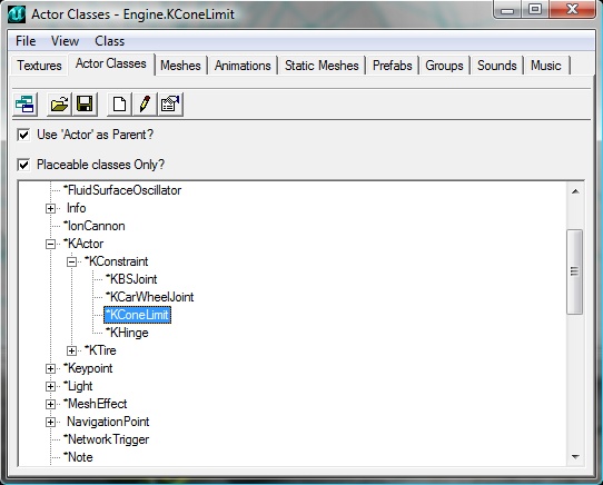 ConeLimit dans l'actor browser