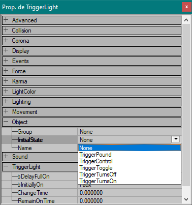 InitialStates d'une TriggerLight