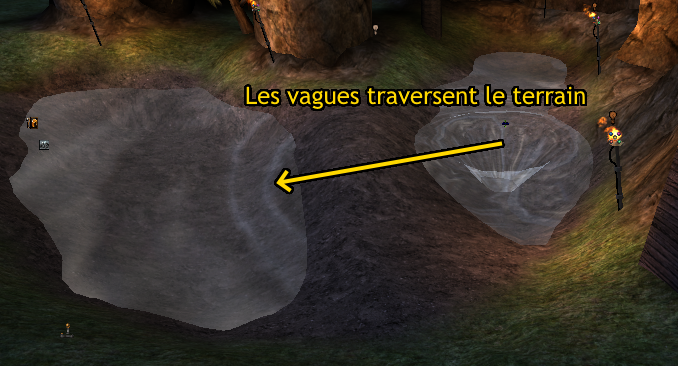 Les vagues traversent le terrain par défaut