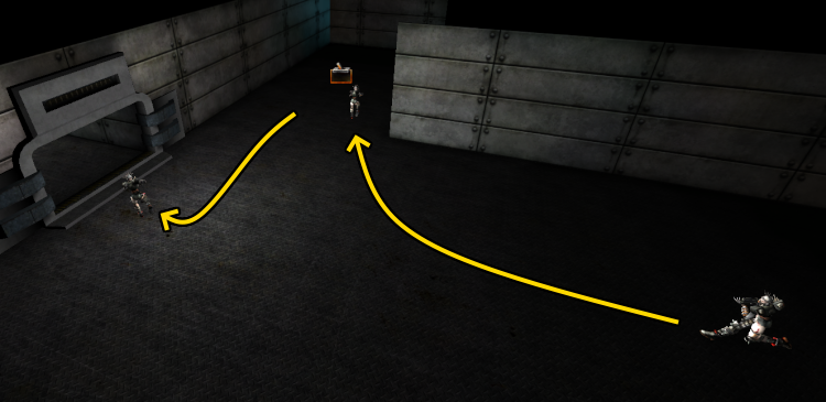 Le bot fait un détour jusqu'au trigger pour ouvrir la porte