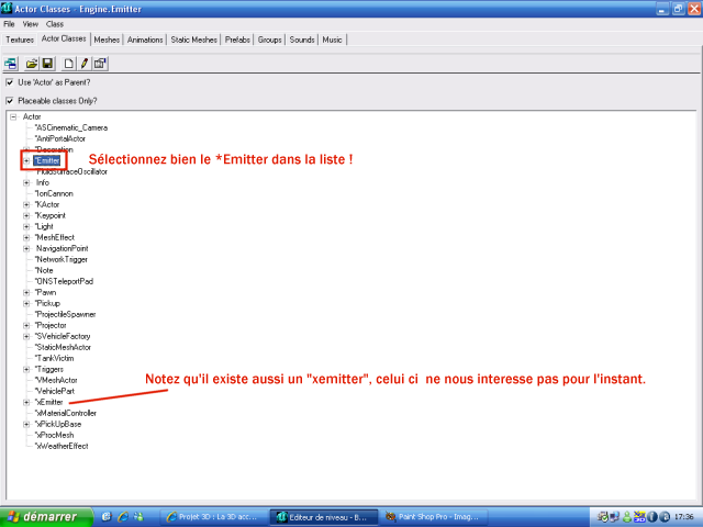 Emitter dans l'actor browser