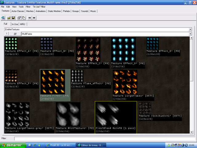 Selection d'une texture subdivisée de feu