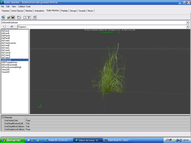 Static mesh de touffe d'herbe