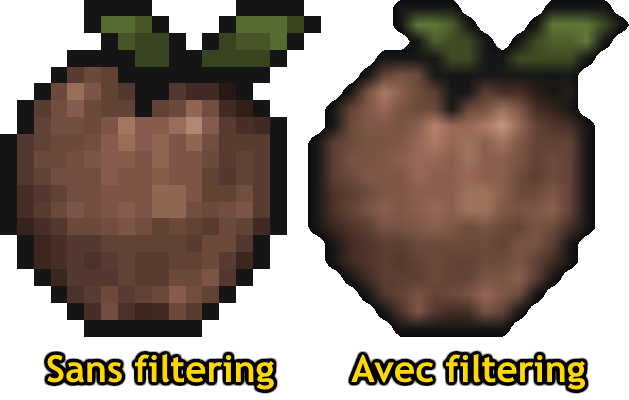 Comparaison de textures avec et sans filtering