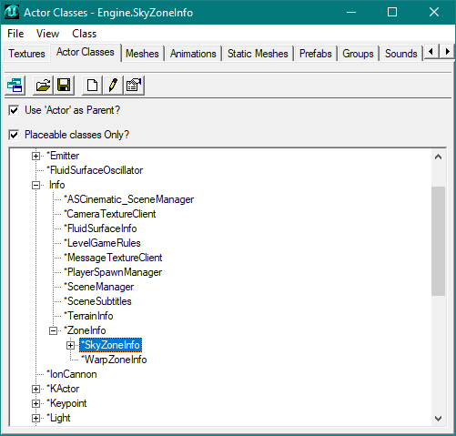 SkyZoneInfo dans l'actor browser