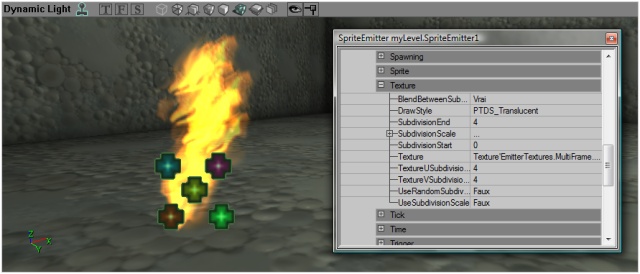 Flames par frammes de texture subdivisée