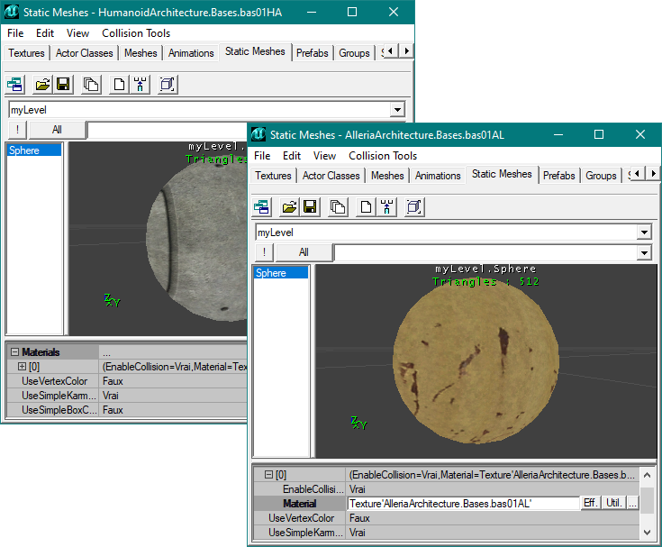 Echange de textures sur toutes les instances d'un static-mesh