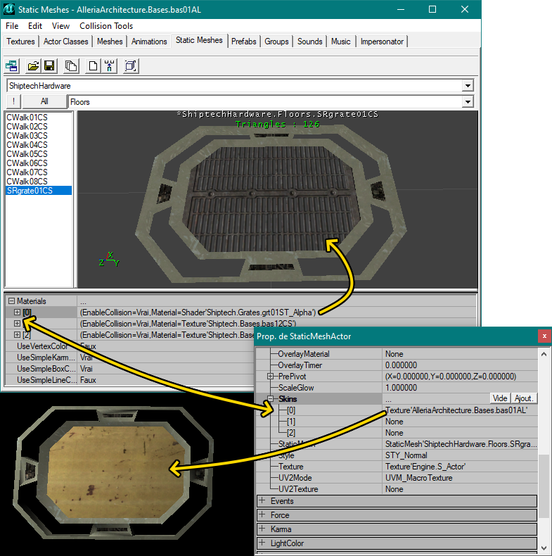 Echange de textures sur une instance de static-mesh