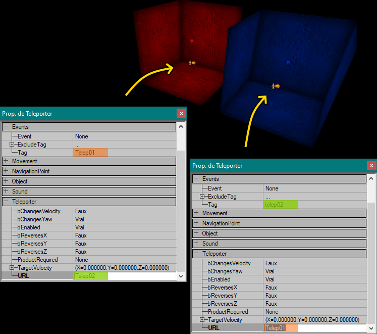 Deux téléporteurs liés