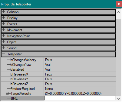 Propriétés du téléporteur