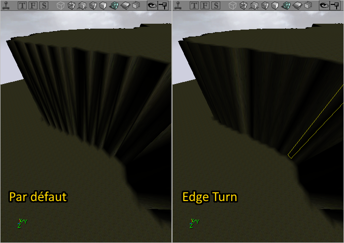 Edge Turn utilisé pour adoucir une falaise
