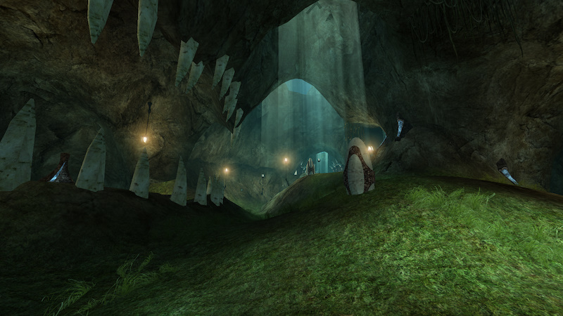 Grotte réalisée avec deux terrains superposés dans DM-CBP1-Neandertalus