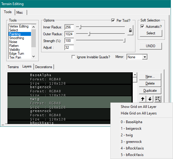 Listage des layers pour affichage du maillage