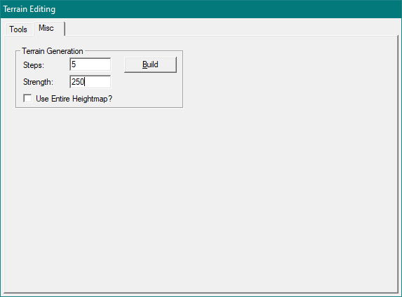 Options du générateur de terrain
