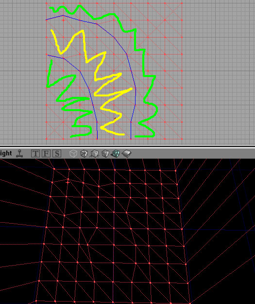 Plan schématique du terrain superposé à la vue de dessus
