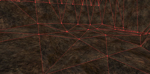 Vue du sol avec le brush soustrait, à la recherche d'angles trop prononcés